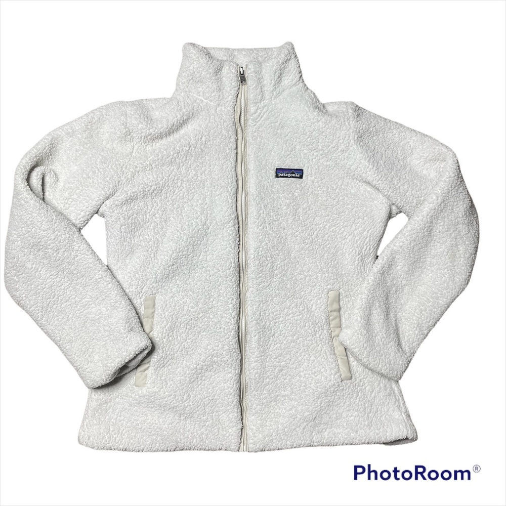 Patagonia white zip up fleece jacket large womens